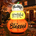 zukakii 6FT Fall Inflatable Thanksgiving Stacked Pumpkin Outdoor Decoration with Bright Built-in LEDs