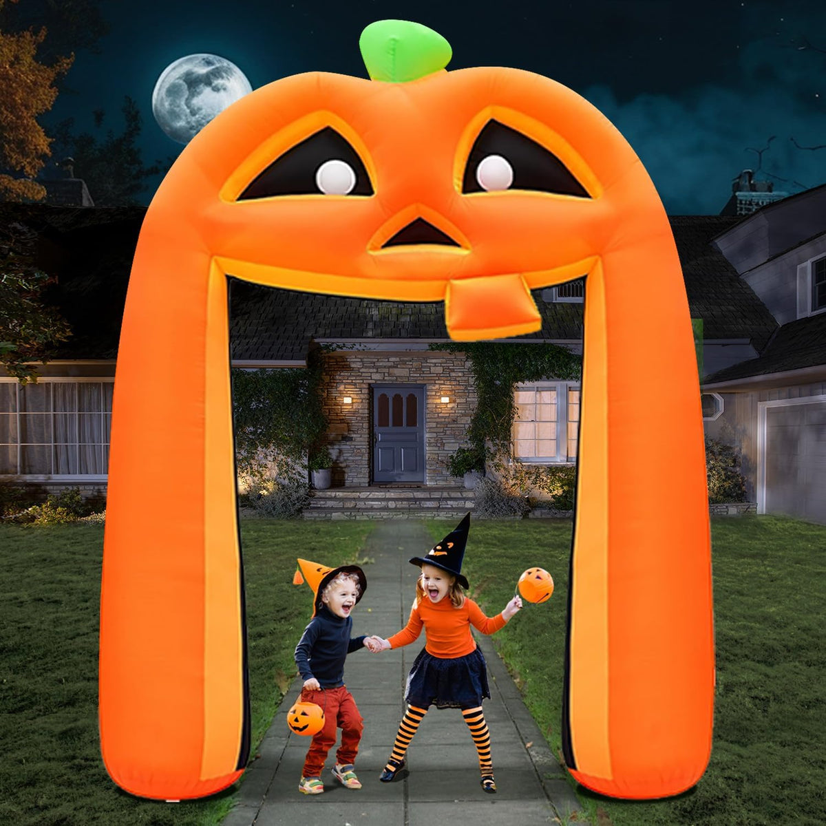 PARAYOYO 10FT Halloween Inflatables Pumpkin Archway, Halloween Pumpkin Inflatable Built-in 5 LEDs for