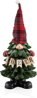 Alpine Corporation 28" Tall Christmas Tree Cheer Gnome Holiday Decoration with 20 Color-Changing LED Lights,