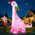 zukakii 13FT Giant Christmas Inflatables Decorations Outdoor Pink Dinosaur, Huge Christmas Blow Up Yard