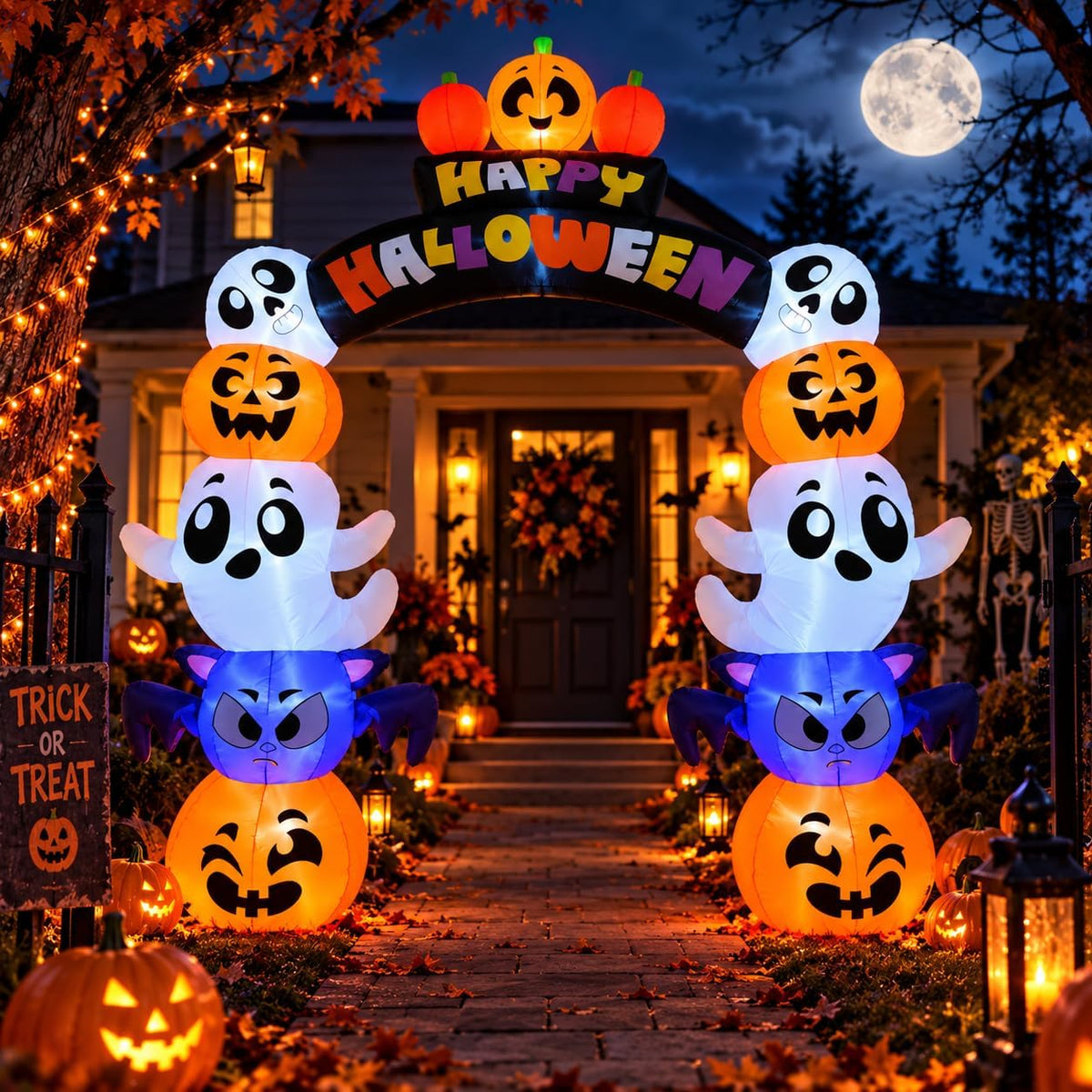 CaeyBrye 8.1 FT Halloween Inflatable Archway with LED Lights, Outdoor Decor