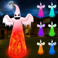12FT Giant Halloween Inflatables Ghost with 7-Colored Flame Rotation LED Lights, Huge Halloween Decorations