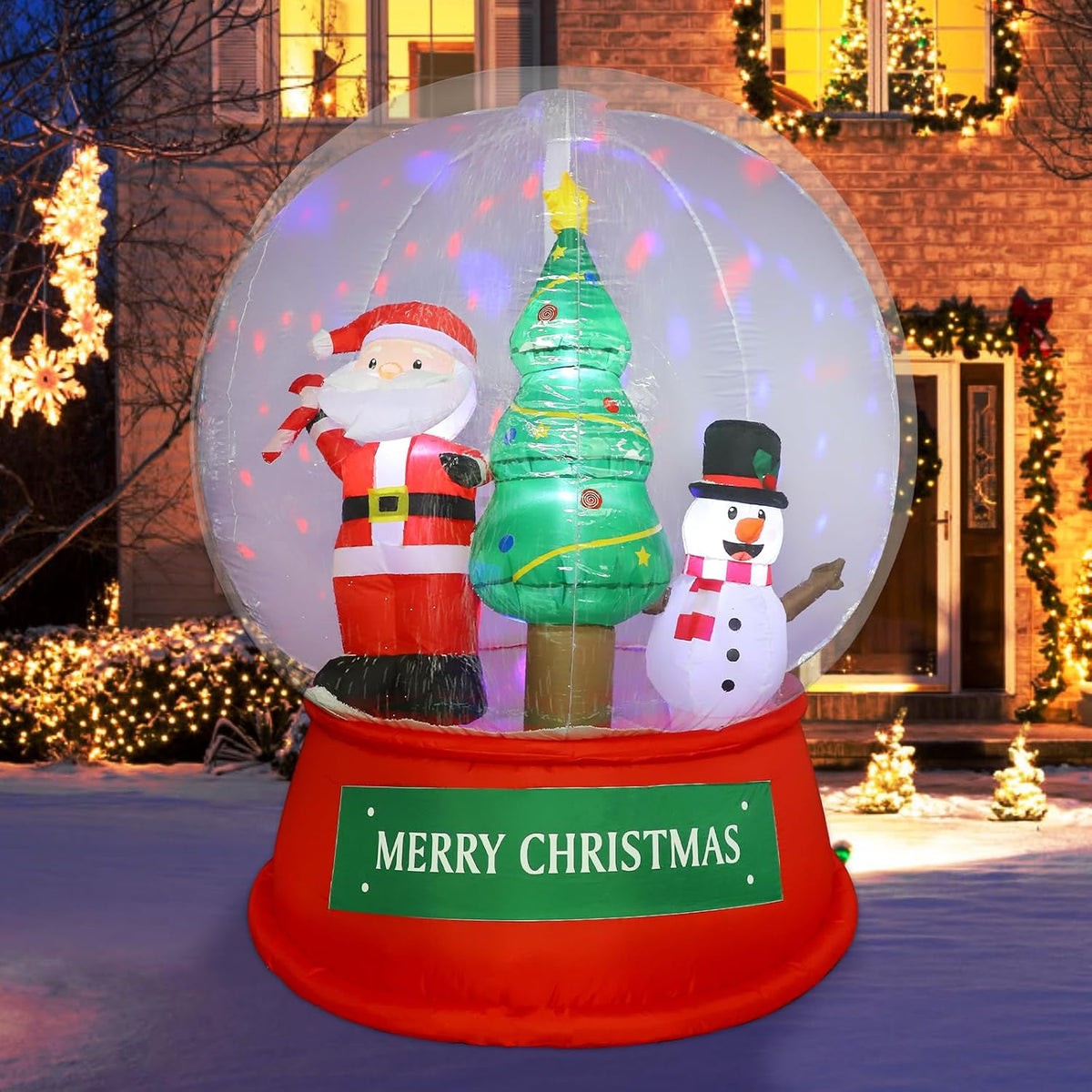 Fulong 6ft Giant Inflatable Christmas Snow Globe with LED Lights & Swirling Snow, Festive Outdoor Decoration
