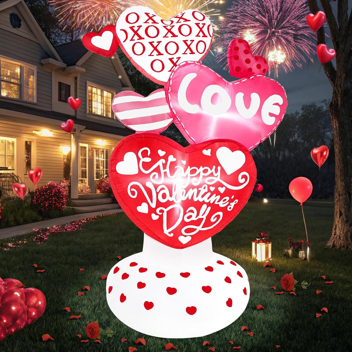 Wabolay Valentine Inflatables Outdoor Decorations 6FT Giant Inflatable Love Heart Valentines Day Blow Up Yard