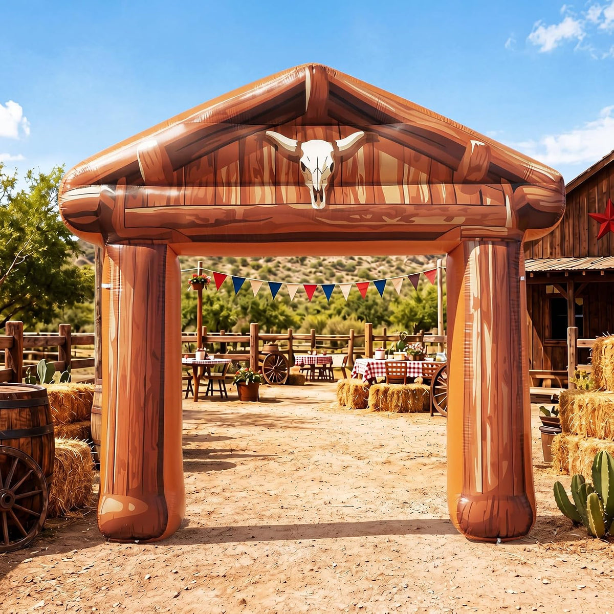 Blueweenly 8.2 ft Inflatable Western Arch Giant Cowboy Party Decoration / Wild West Arch for Outdoor Party,