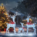 58 Inch 3D Colorful Large Lighted Christmas Deer Decorations 3-Piece Outdoor Holiday Decorations Reindeer Set