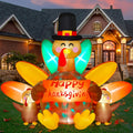 Danxilu 8FT Long Thanksgiving Inflatable Turkey Decoration with LED Lights / Blow up Decor with Chick and