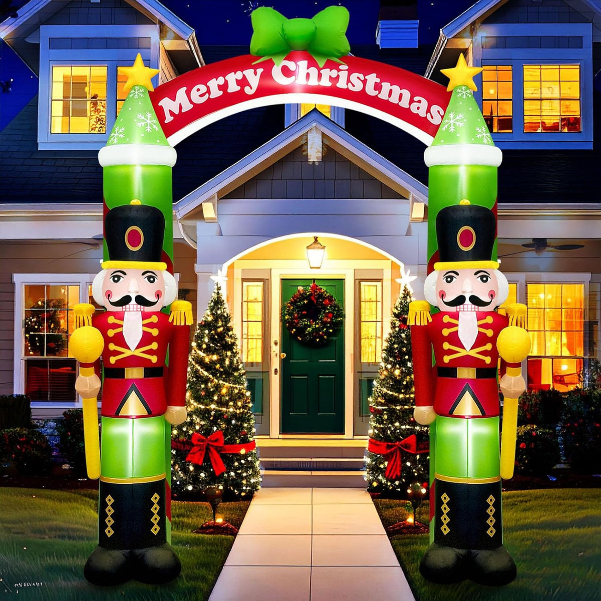 AerWo 10FT Christmas Inflatable Outdoor Decoration, Nutcracker Soldier Christmas Inflatables Arch, Christmas