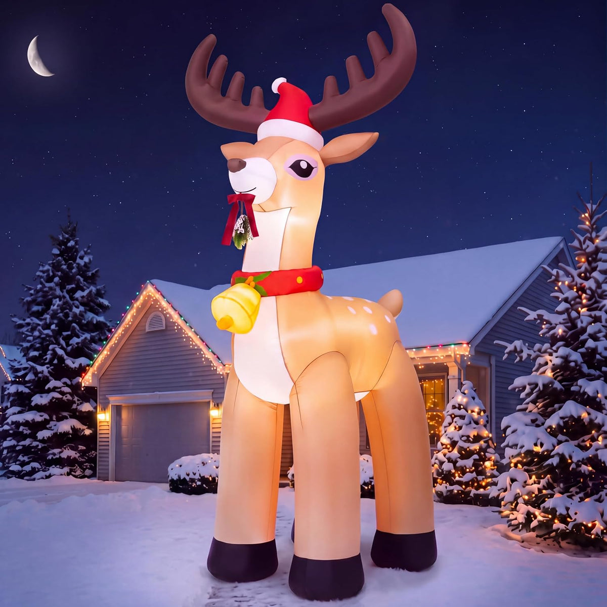 JOYIN 10FT Giant Christmas Inflatable Reindeer Outdoor Decoration, Christmas Blow Up Yard Decoration with