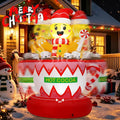 5FT Christmas Inflatable Gingerbread Man Hot Cocoa Cup with 360° Rotating Effect and LED Lights, Outdoor