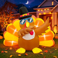 6FT Thanksgiving Inflatables Turkey, Outdoor Yard Decor with LED Lights / Funny Turkey with Sunglasses and