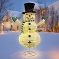 LED Lighted Christmas Snowman Decorations: JALUNIVERSAL TRI 48 Inch Collapsible Snowman Outdoor with 100 LED