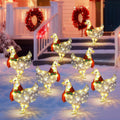 Shellwei 8 Pcs Chicken Light up Chicken with Scarf Christmas Decoration / Metal Chicken Ornaments with 60 LED