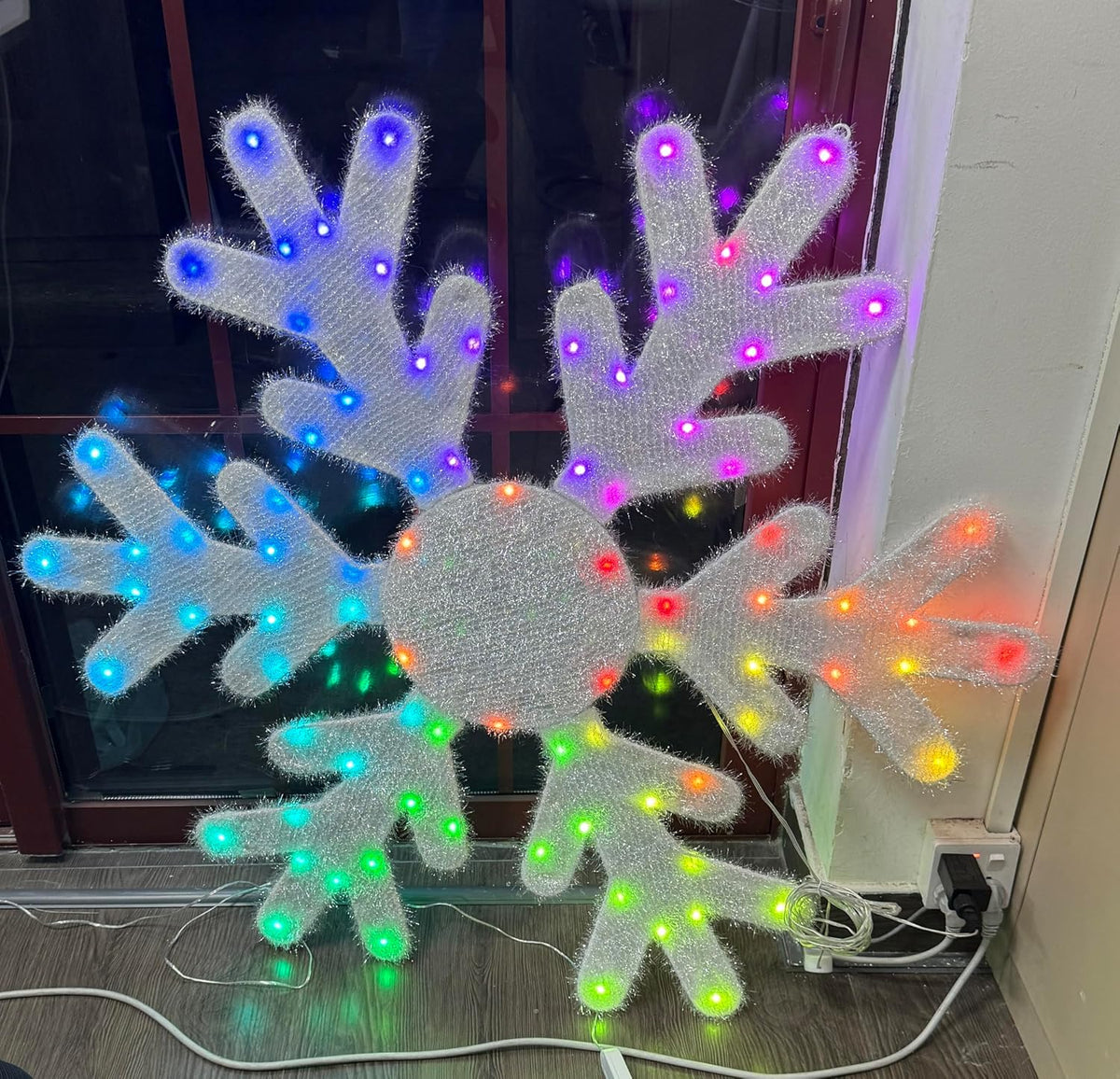 40'' Large Smart RGB Hanging Snowflake Christmas Lights, Color Changing Christmas Decoration with App &