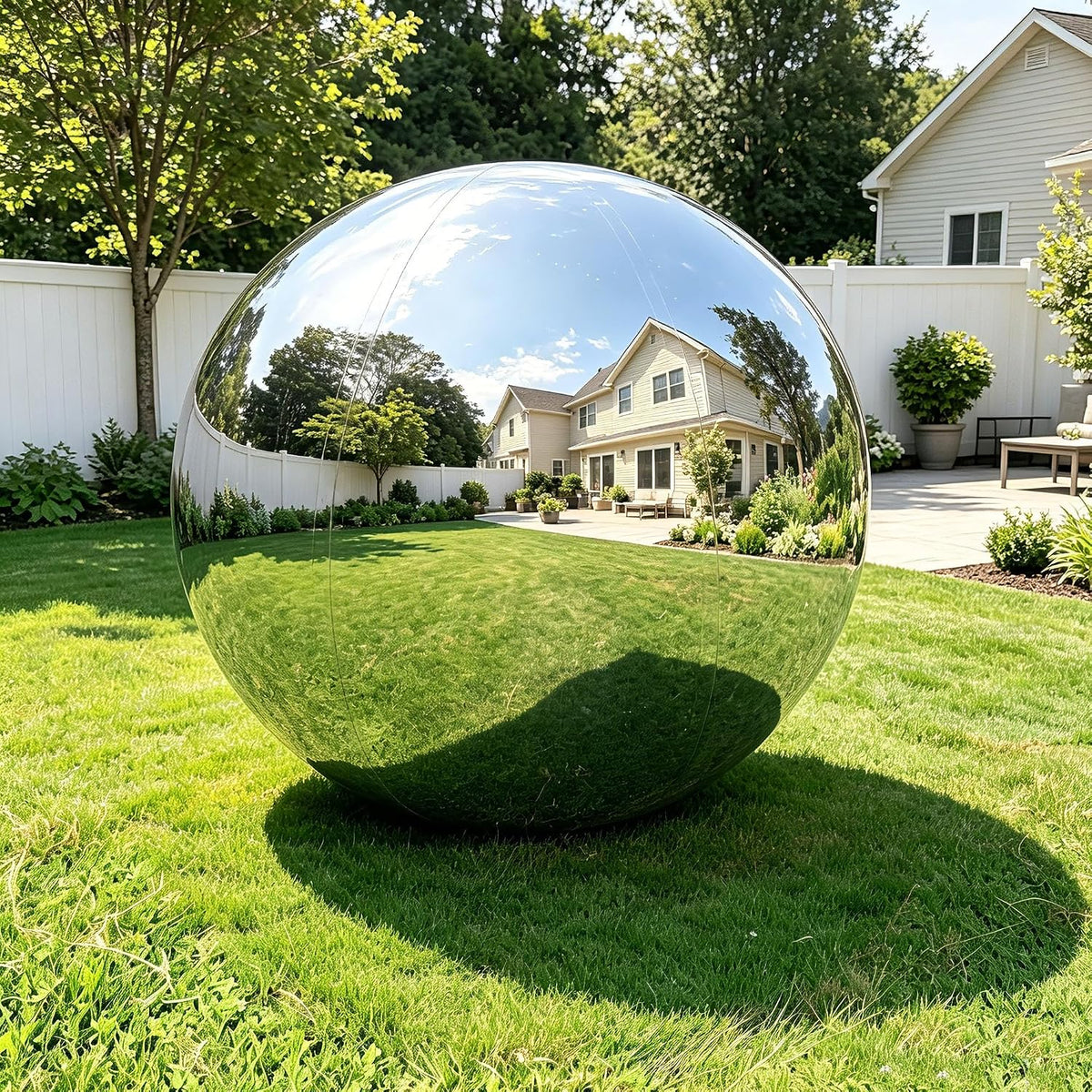 23.6 Inch Silver Inflatable Mirror Ball Large Reusable Disco Decor, No Pump / Shiny Reflective Hanging PVC